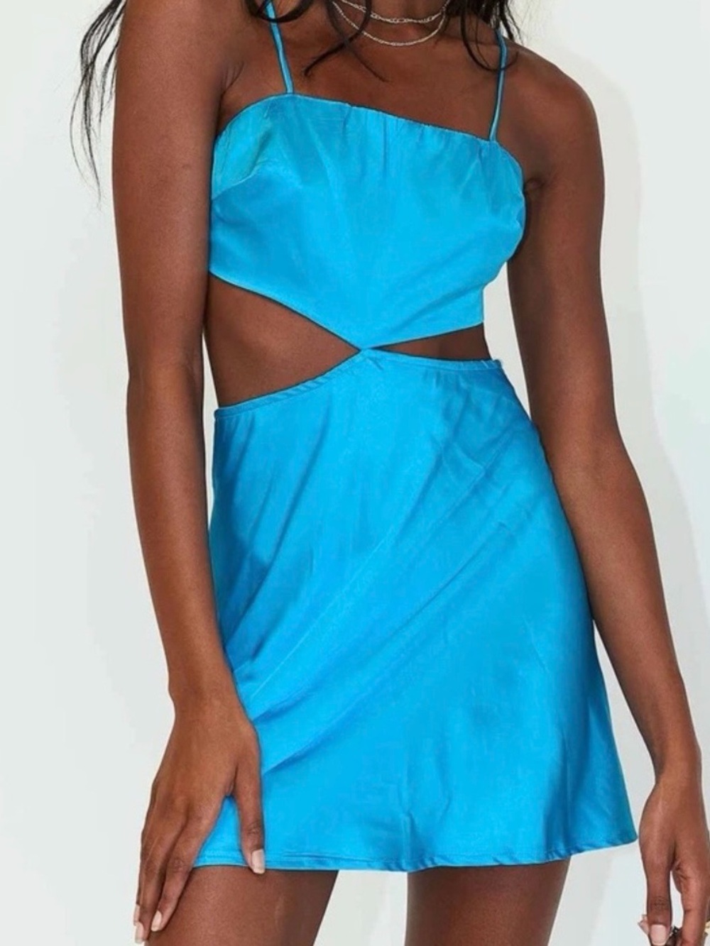 Princess Polly Bright Blue Cutout Spaghetti-Strap Audrey Mini Dress Sz 2